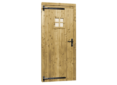 Douglas enkele 1-ruits deur inclusief kozijn, linksdraaiend, 90 x 201 cm, groen geïmpregneerd