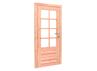 Douglas enkele 8-ruits deur inclusief kozijn, linksdraaiend, 90 x 201 cm, onbehandeld