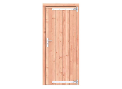 Douglas dichte enkele deur 90x201 cm. rechtsdraaiend. verzinkte hengen. RVS beslag. kleurloos geimpr