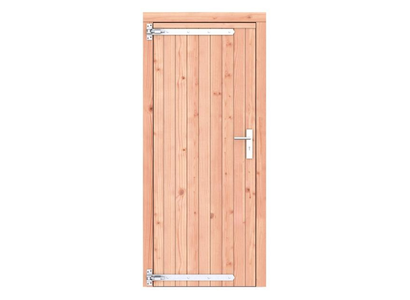 Douglas dichte enkele deur 90x201 cm. linksdraaiend. verzinkte hengen. RVS beslag. onbehandeld.