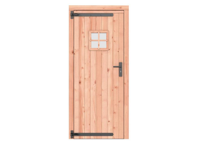 Douglas enkele deur met ruitje 90x201 cm. linksdraaiend. zwarte hengen. zwart beslag. kleurloos geim