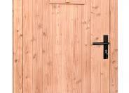 Douglas enkele deur met ruitje 90x201 cm, linksdraaiend, zwarte hengen, zwart beslag, onbehandeld