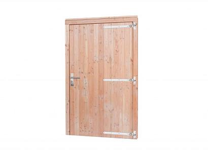 Douglas enkele deur inclusief kozijn extra breed en hoog, rechtsdraaiend, 119 x 209 cm, onbehandeld.