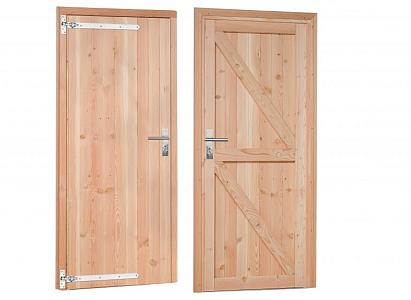 Douglas dichte enkele deur 90x201 cm. linksdraaiend. verzinkte hengen. RVS beslag. kleurloos geimpre