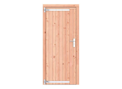 Douglas dichte enkele deur 90x201 cm. linksdraaiend. verzinkte hengen. RVS beslag. kleurloos geimpre