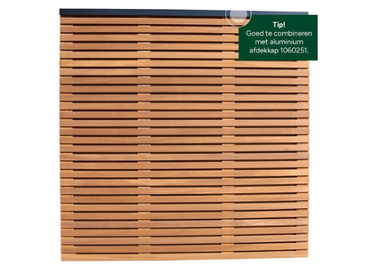 Thermovision Ayous geschaafd latten scherm, recht horizontaal/verticaal, 180 x 180 cm.