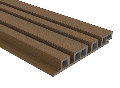 NewTechWood HKC co-extrusie wand bekleding castellation 4325 profiel, 2,5 x 19,6 x 290 cm, Teak.