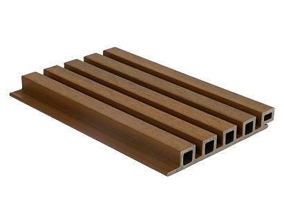 NewTechWood HKC co-extrusie wand bekleding castellation 25 profiel, 2,5 x 19,6 x 290 cm, Teak.