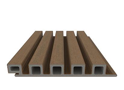 NewTechWood HKC co-extrusie wand bekleding castellation 25 profiel, 2,5 x 19,6 x 290 cm, Teak.