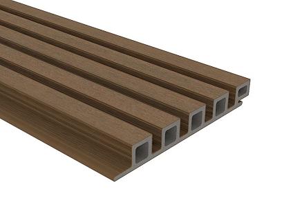 NewTechWood HKC co-extrusie wand bekleding castellation 25 profiel, 2,5 x 19,6 x 290 cm, Teak.