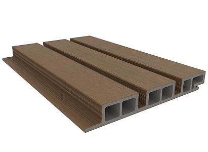 NewTechWood HKC co-extrusie wand bekleding castellation 50 profiel, 2,5 x 19,6 x 290 cm, Teak.