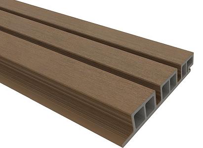 NewTechWood HKC co-extrusie wand bekleding castellation 50 profiel, 2,5 x 19,6 x 290 cm, Teak.