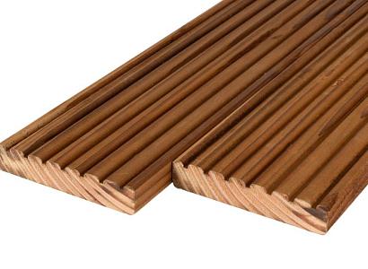 Douglas vlonderplank 2,8 x 14,5 x 400 cm BRUIN - 1 zijde profiel, 1 zijde glad