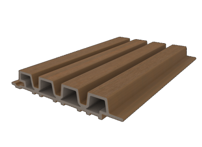 NewTechWood HKC co-extrusie Castellation PRO35 gevelbekleding, 3,3 x 21,5 x 230 cm, Teak.