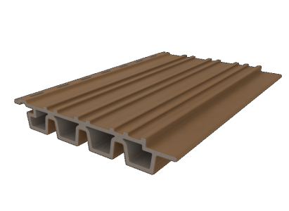 NewTechWood HKC co-extrusie Castellation PRO35 gevelbekleding, 3,3 x 21,5 x 230 cm, Teak.