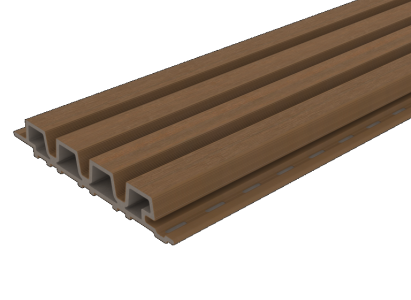 NewTechWood HKC co-extrusie Castellation PRO35 gevelbekleding, 3,3 x 21,5 x 230 cm, Teak.