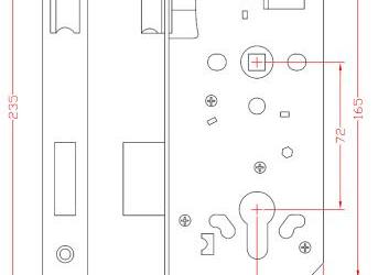Set voor tuindeuren 72x165mm (schild + rechte kruk) RVS