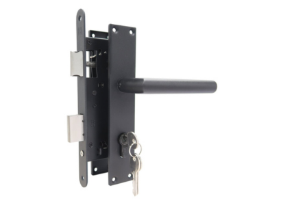 Set voor tuindeuren 72x165mm (schild + rechte kruk) Zwarte structuurcoating
