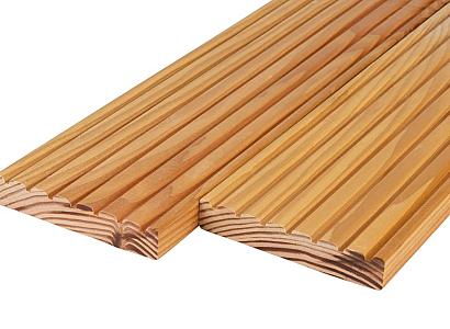 Douglas vlonderplank 2,8 x 14,5 cm - 1 zijde profiel, 1 zijde glad
