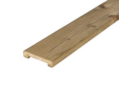 Vuren afdeklat 2 x 9 x 235 cm geïmpregneerd, overstelpend t.b.v. toogscherm  VRD daarna EOL