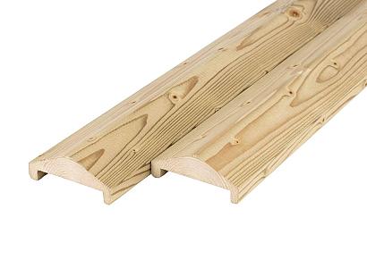 Vuren afdeklat 4 x 9,5 x 420 cm geïmpregneerd overstelpend t.b.v. verticaalsch. (sleuf max. 7 cm)