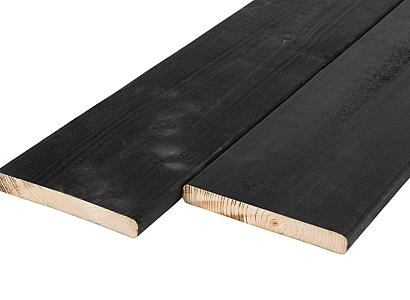 Vuren plank 1,8 x 14 x 400 cm geïmpregneerd - zwart gedompeld