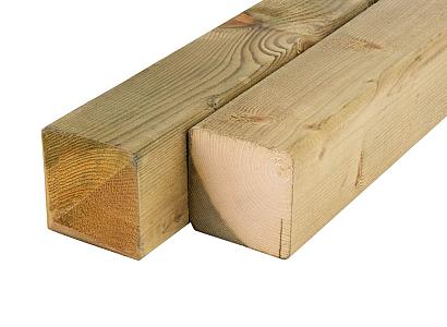 Vuren paal 9 x 9 x 270 cm geïmpregneerd met diamantkop
