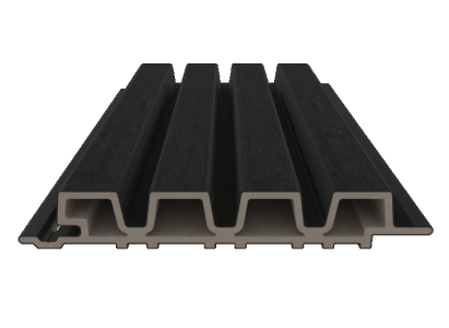NewTechWood HKC co-extrusie Castellation PRO35 gevelbekleding, 3,3 x 21,5 x 290 cm, Ebony zwart.
