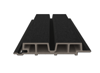 NewTechWood HKC co-extrusie Castellation PRO65 gevelbekleding, 3,3 x 18 x 390 cm, Ebony zwart.
