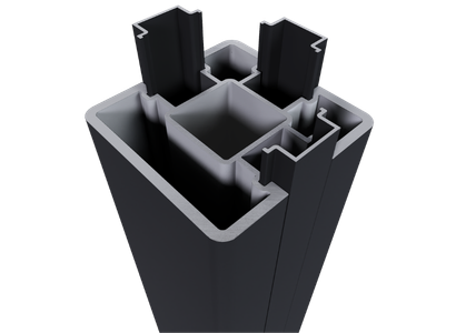 NewTechWood aluminium poortpaalset, 2 stuks met paalkap, 8 x 8 x 270 cm, zwart.