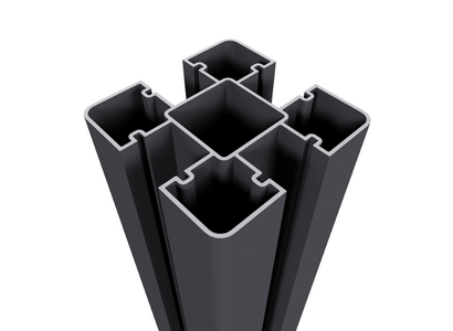 NewTechWood aluminium sleufpaal, met paalkap, 8 x 8 x 270 cm, zwart.