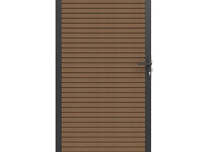 NewTechWood co-extrusie composiet deur in aluminium frame, horizontaal triple, 100 x 195 cm, Teak.