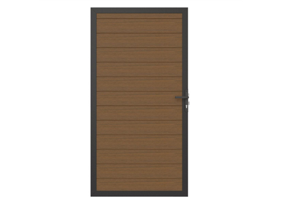 NewTechWood co-extrusie composiet deur in aluminium frame, horizontaal, 100 x 195 cm, Teak.