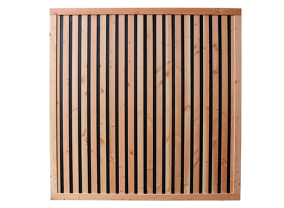 Douglas geschaafd rhombus plankenscherm met zwarte binnenkant, 180 x 180 cm, zwart/onbehandeld.