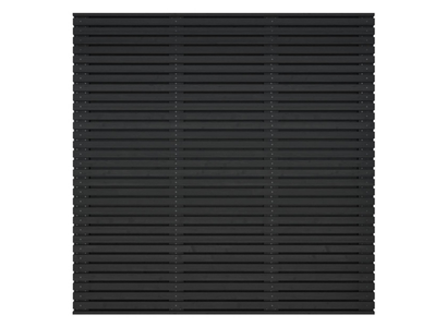 Grenen geschaafd latten scherm, recht horizontaal/verticaal, 180 x 180 x 5 cm, zwart gespoten.