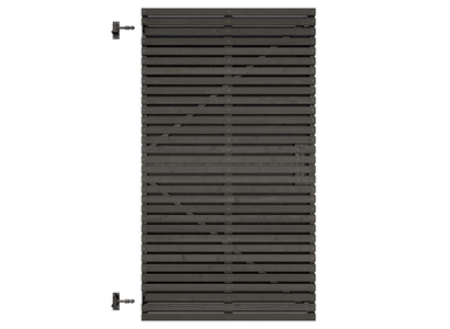 Grenen geschaafd latten deur op verstelbaar frame, horizontaal, 178 X 99 x 5 cm, zwart gespoten