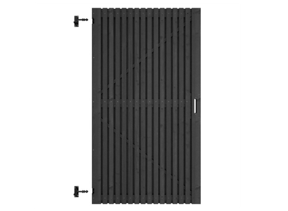 Grenen geschaafd latten deur op verstelbaar frame, verticaal, 178 X 99 x 5 cm, zwart gespoten.