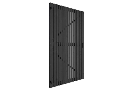 Grenen geschaafd latten deur op verstelbaar frame, verticaal, 178 X 99 x 5 cm, zwart gespoten.