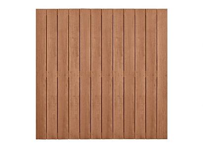 Hardhouten geschaafd plankenscherm design 28-planks 15 mm, recht verticaal, 180 x 180 cm.