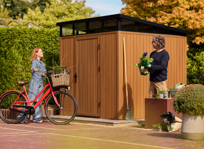 NewTechWood berging met enkele deur, 222 x 210 cm, Teak