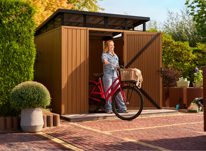 NewTechWood berging met enkele deur, 222 x 210 cm, Teak