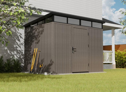 NewTechWood berging met enkele deur, 283 x 210 cm, Silver Gray