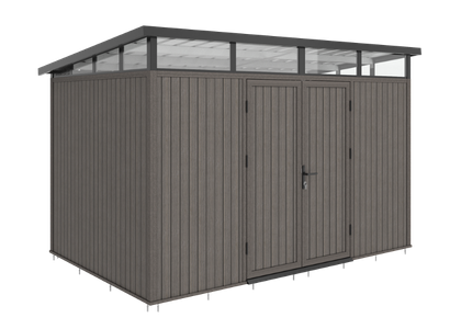 NewTechWood berging met dubbele deur, 344 x 210 cm, Silver Gray