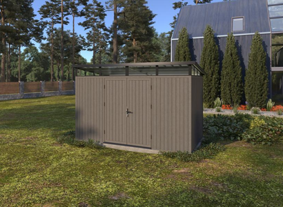 NewTechWood berging met dubbele deur, 344 x 210 cm, Silver Gray