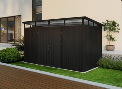 NewTechWood berging met dubbele deur, 344 x 210 cm, Ebony zwart