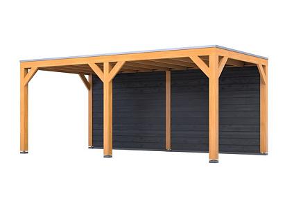 Douglas overkapping | 307 x 583 cm | Achterwand | Zwart | Living 1