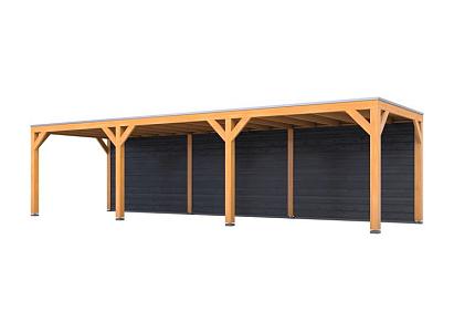 Douglas overkapping | 307 x 986 cm | Achterwand | Zwart | Living 1