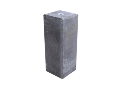 Betonpoer "Utrecht" recht M20 50 x 20 x 20 cm Antraciet met facetrand boven en zijkant schroefdraad