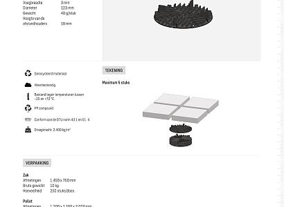 Vaste terrasdrager Dalsup diam./h 115/10 mm tegels voeg 3 mm