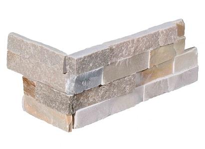 Stone Panels White Quarzite (40+20)x15x1,5-2,5 cm (1 hoek=1 set)